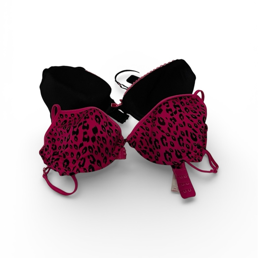 Bundle of 2 Xhilaration Bras Size 36C Pink Leopard &‎ Black